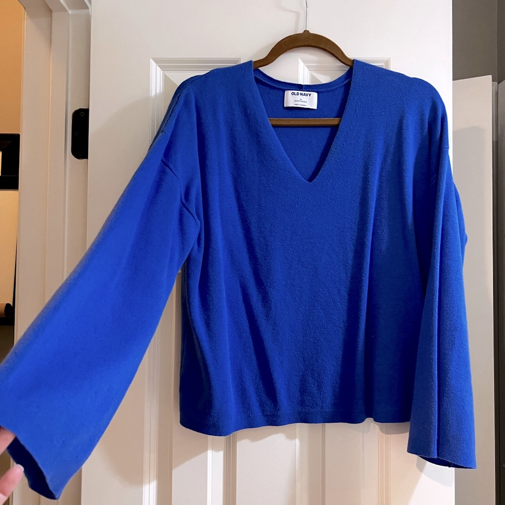 Old Navy Royal Blue Bell Sleeve Light Sweater